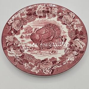 Wood's Burslem England Thanksgiving Turkey Plate Red